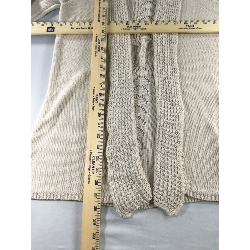 Lucy & Laurel M Cardigan Cream Open Front Pointelle Cable Knit Sweater - Picture 6 of 9
